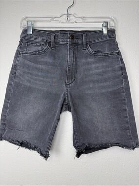 Joes Jeans Bermuda Jean Shorts 27 Washed‎ Black Stretch Denim Frayed Raw Hem